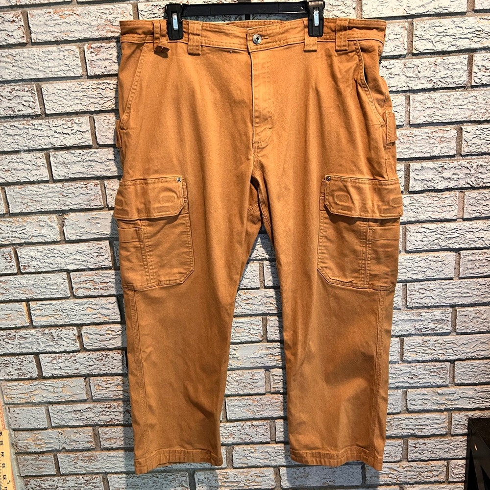 Duluth Trading Co Flex Fire Hose Cargo Pants Mens 40x28 Tobacco Brown Work